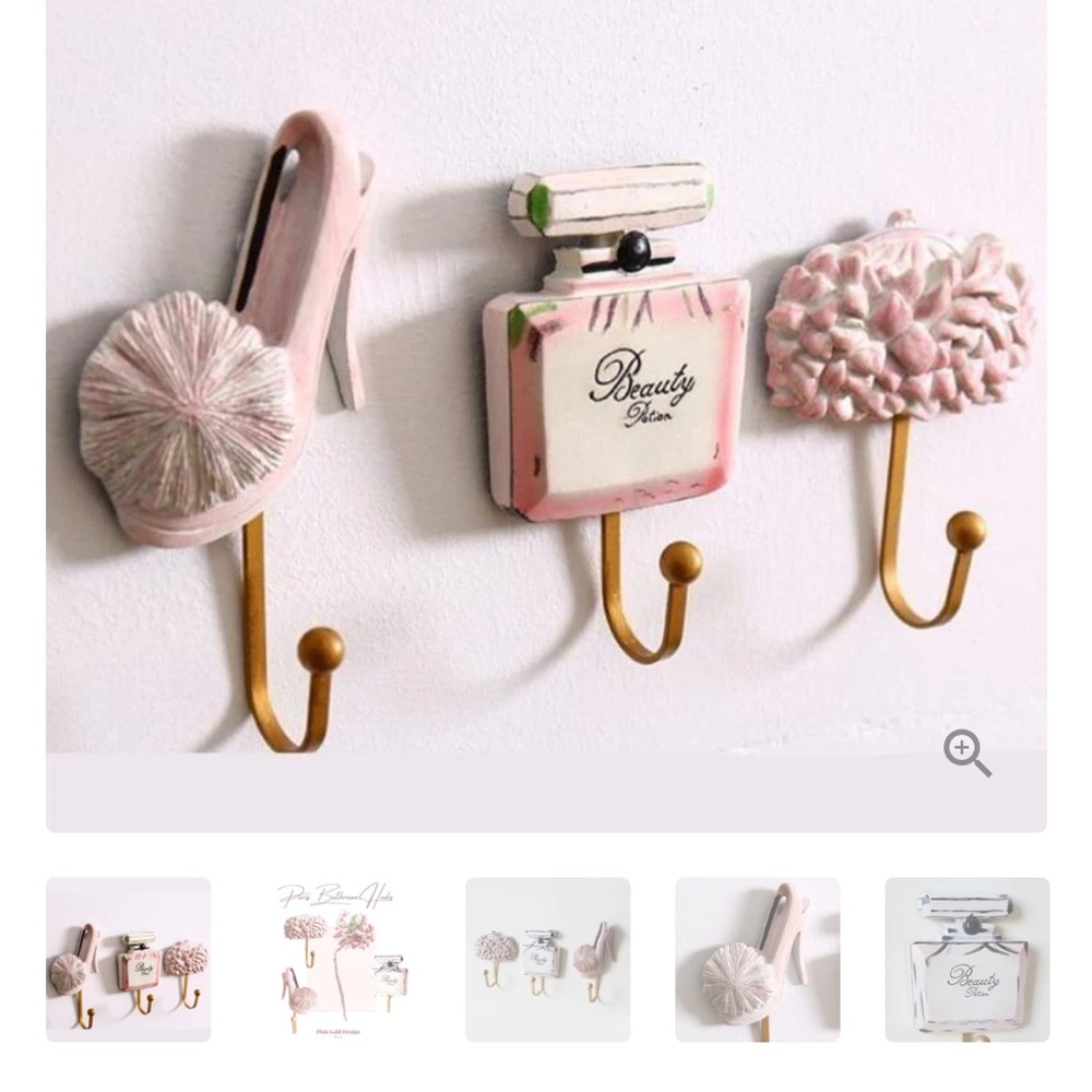 Pink‎ and Gold Decorative Wall Hooks